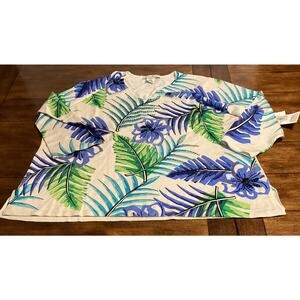 Lucia Burns 3xl 3/4 Sleeve v neck  Floral Sequence